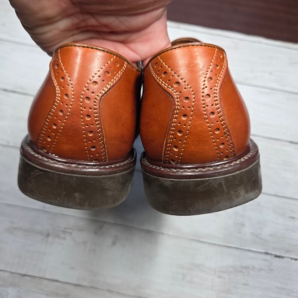 Johnston & Murphy Passport Saddle Oxford Mens 10W Brown Leather Brogue Italy